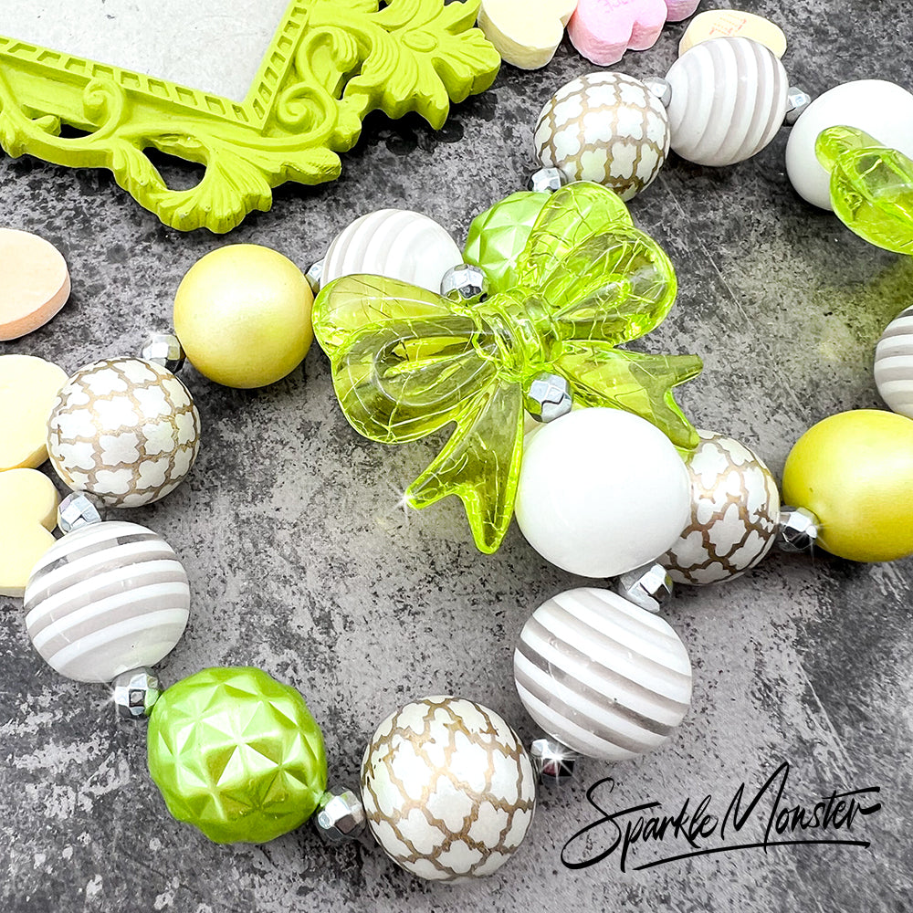 Key Lime chunky bracelet with bubblegum beads