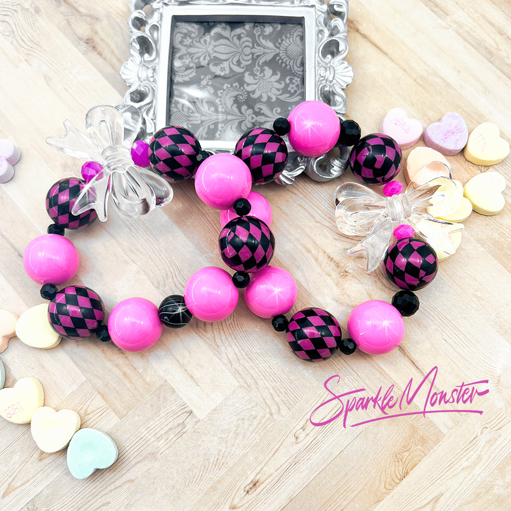Harlequin Girl chunky bracelet with bubblegum beads