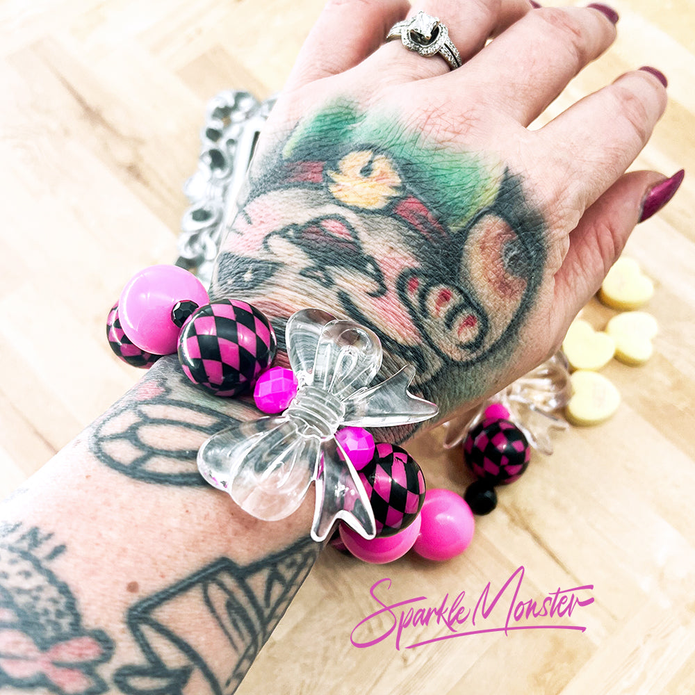 Harlequin Girl chunky bracelet with bubblegum beads