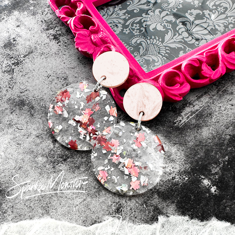 SALE Party Girl confetti dangle earrings, light pink