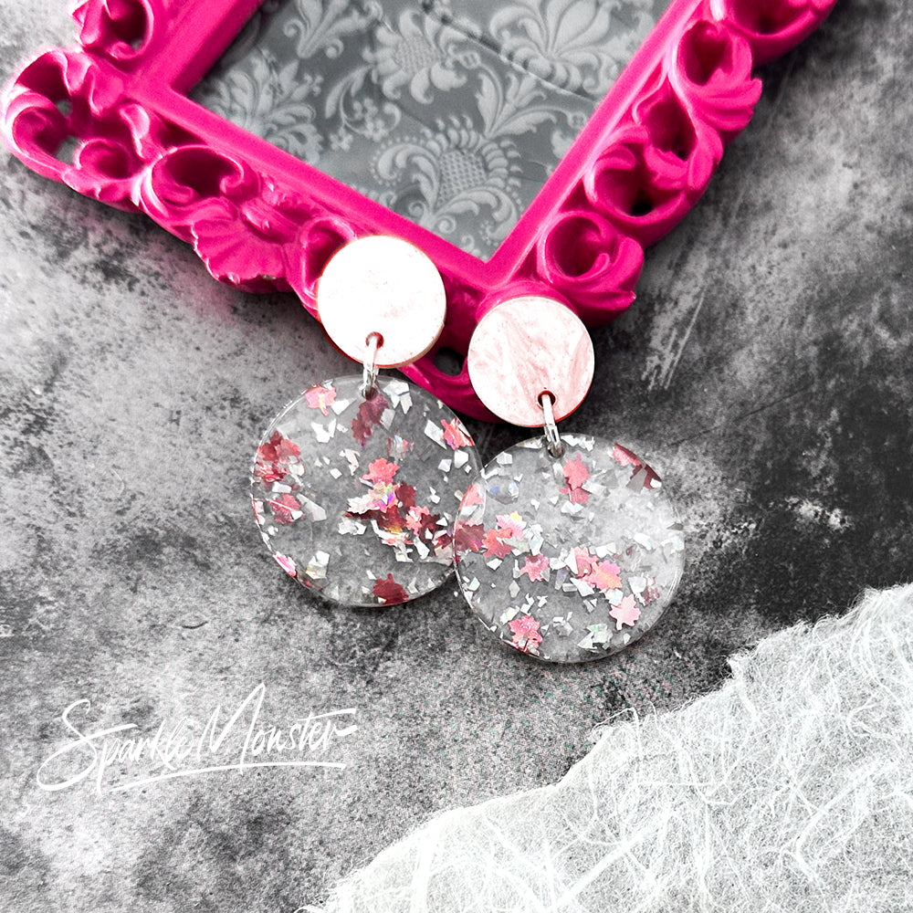 SALE Party Girl confetti dangle earrings, light pink