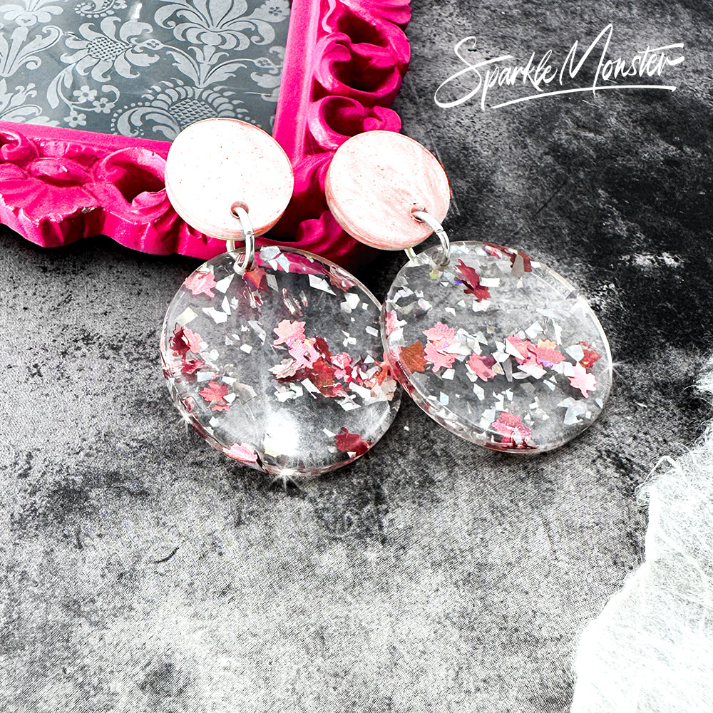 SALE Party Girl confetti dangle earrings, light pink
