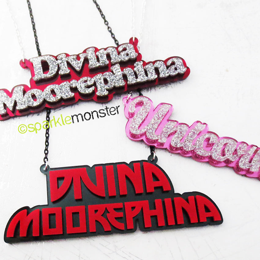 Custom 2 Color Name Necklace, laser cut acrylic, personalized