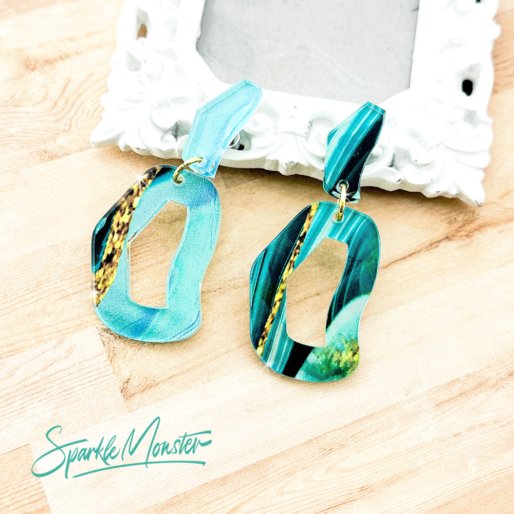 Every Occasion dangle earrings, teal swirl