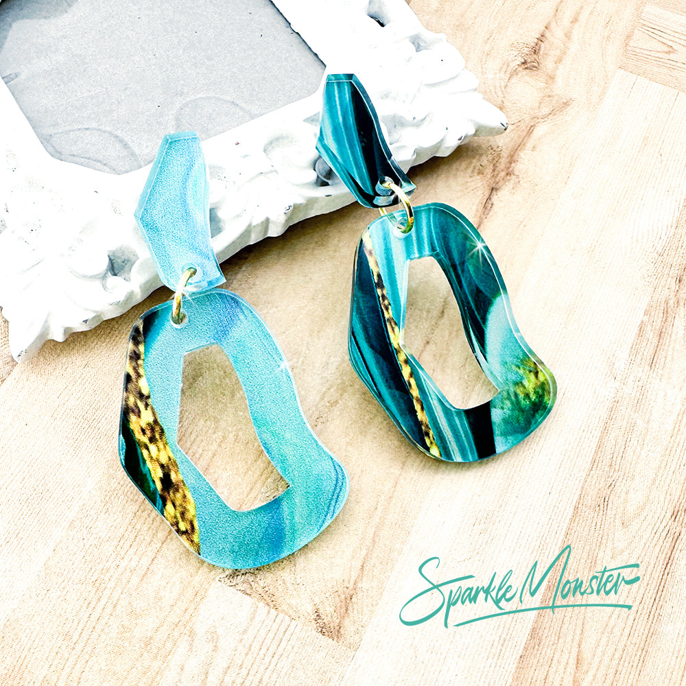 Every Occasion dangle earrings, teal swirl