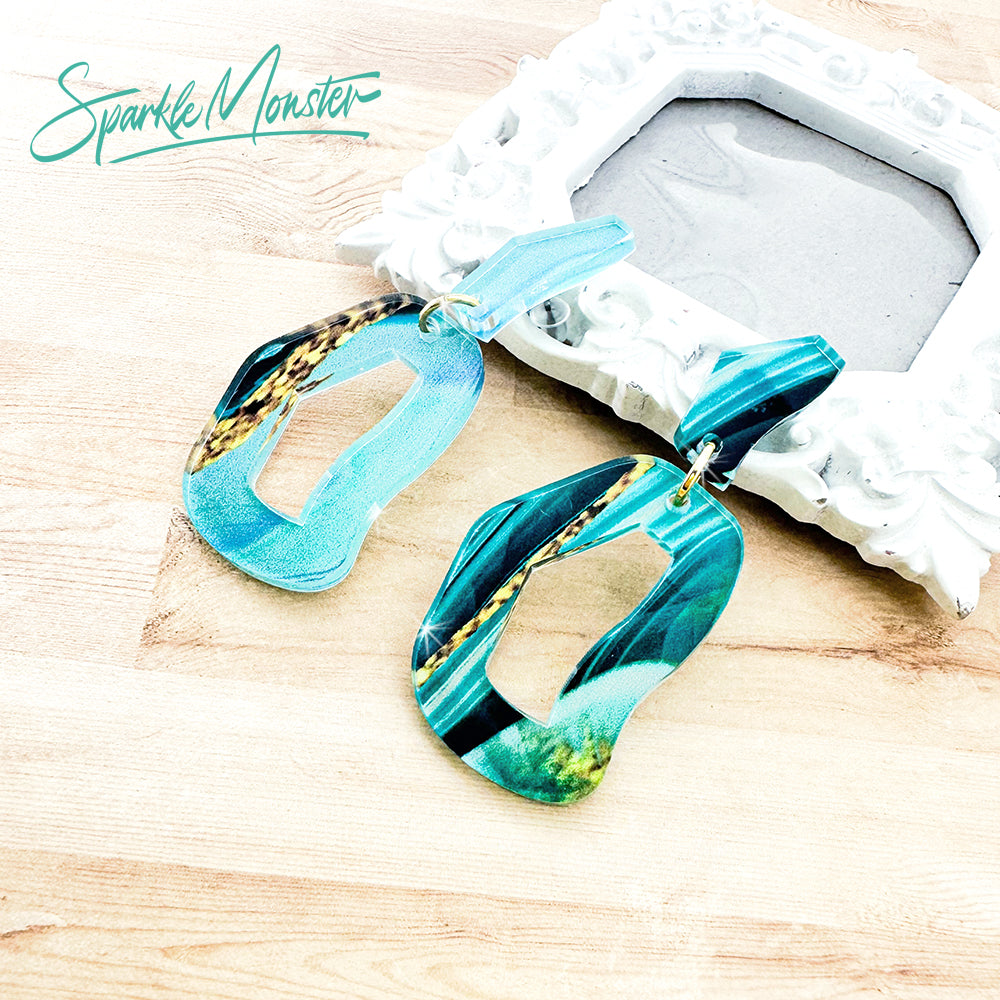 Every Occasion dangle earrings, teal swirl