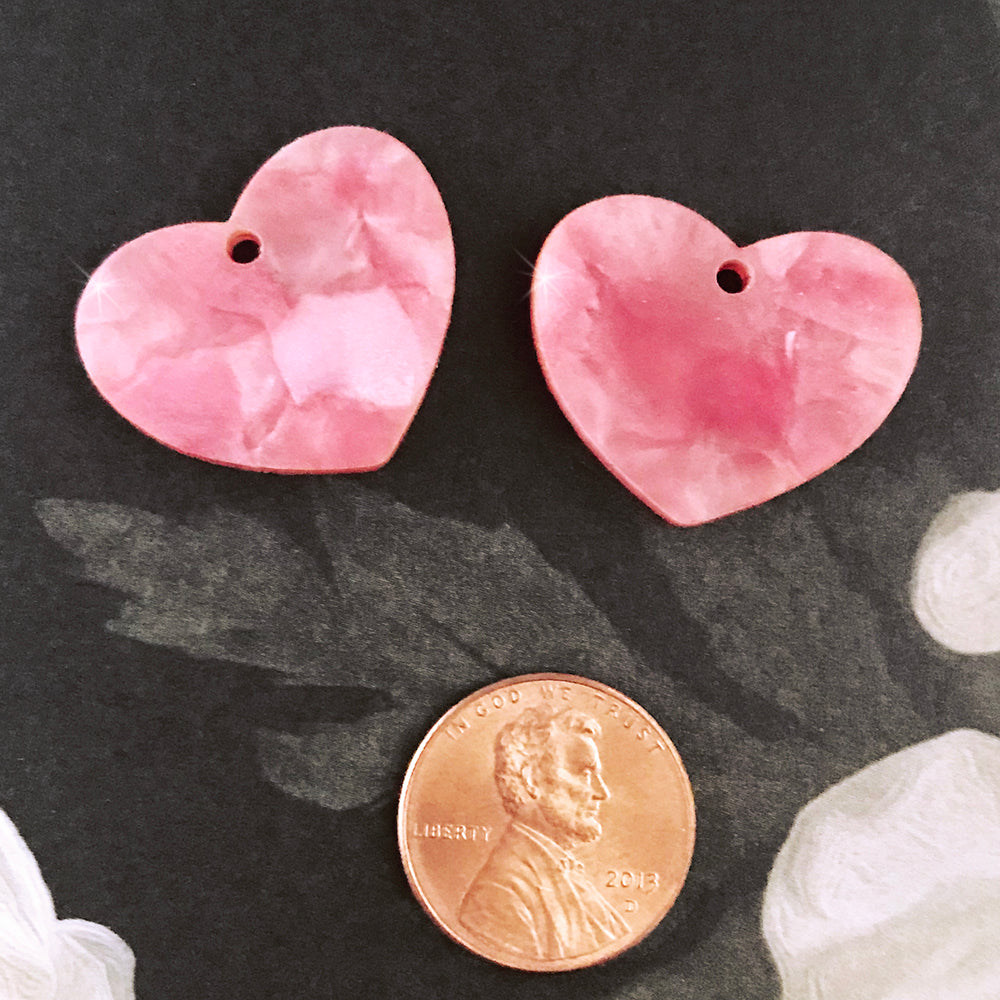Heart Charms or Cabochons, CHOOSE COLOR, laser cut acrylic, custom order
