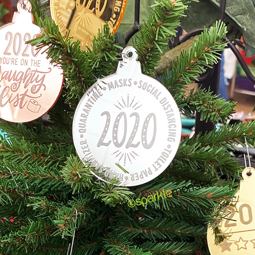 SALE, Quarantine of 2020 Ornament, laser cut acrylic, gift, funny, green, rose gold, mirror, COVID humor, 2020 sucks