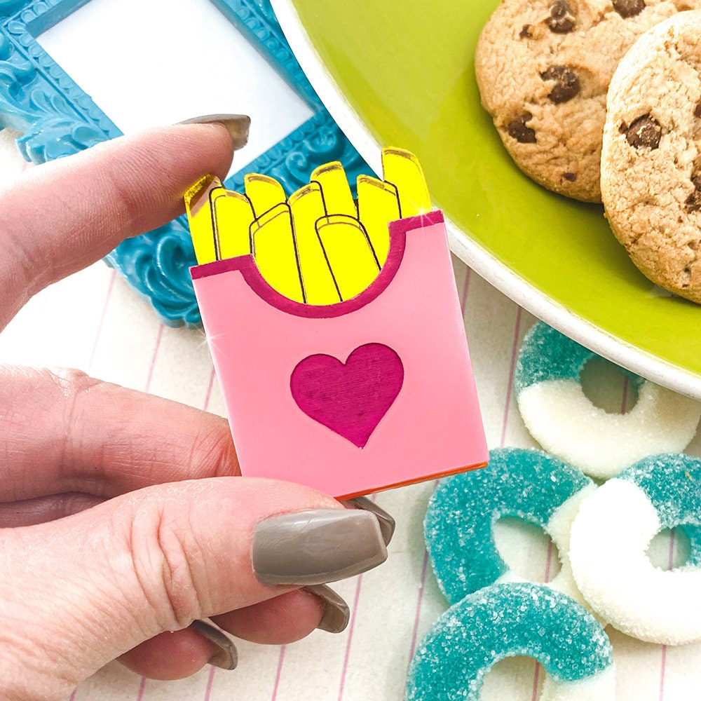 SALE French Fries Brooch with magnetic back