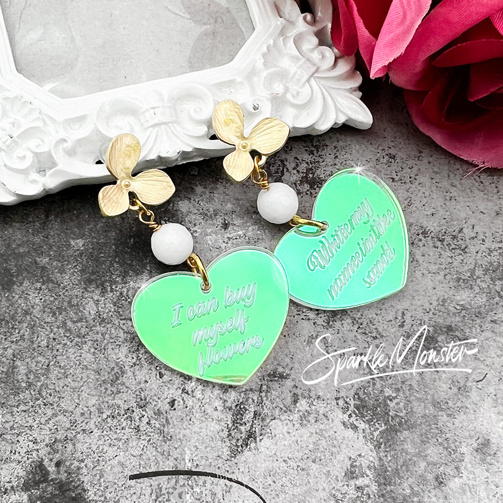 SALE I Can Buy My Own Flowers dangle earrings