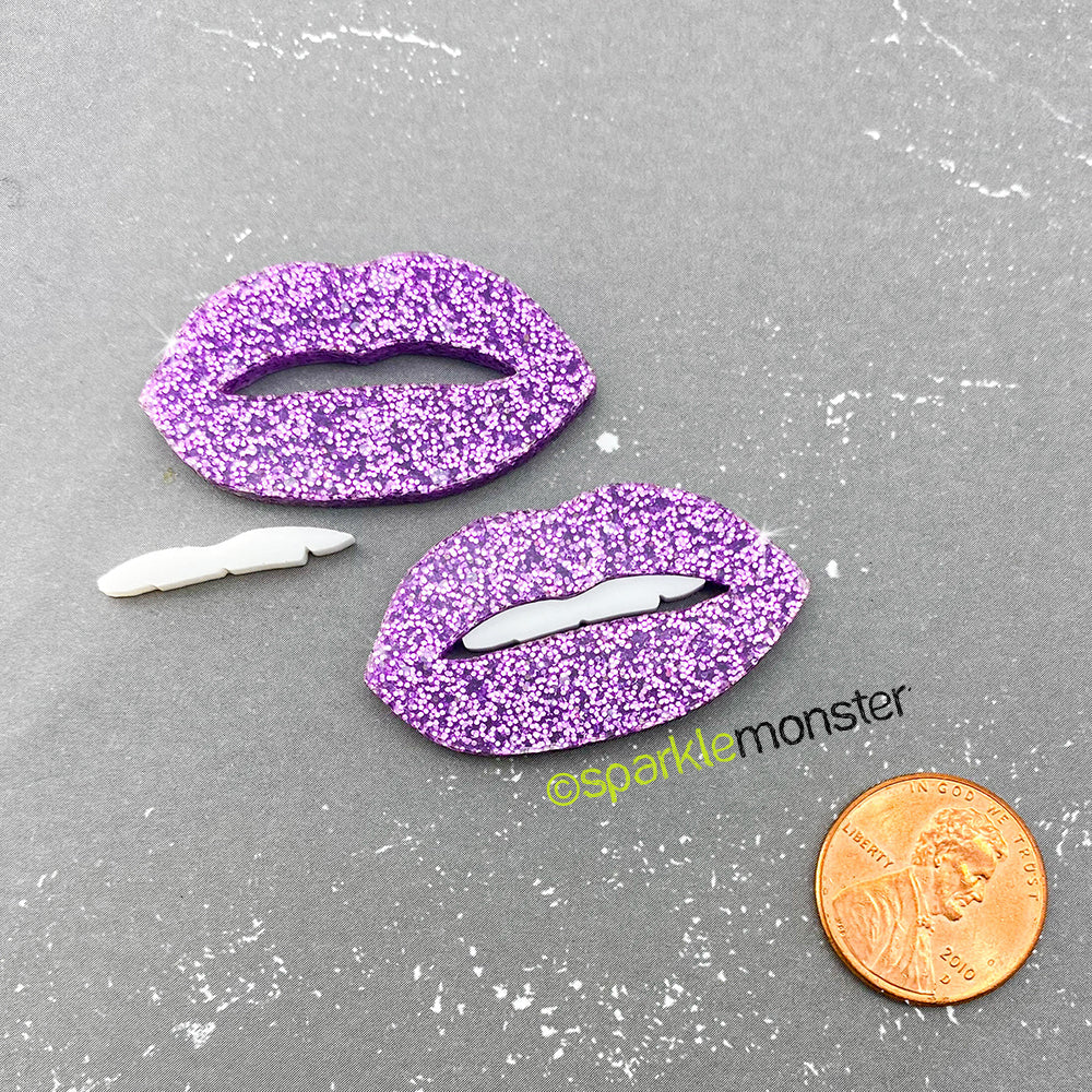 Lips with Teeth Cabochons, CHOOSE COLOR, laser cut acrylic, custom order