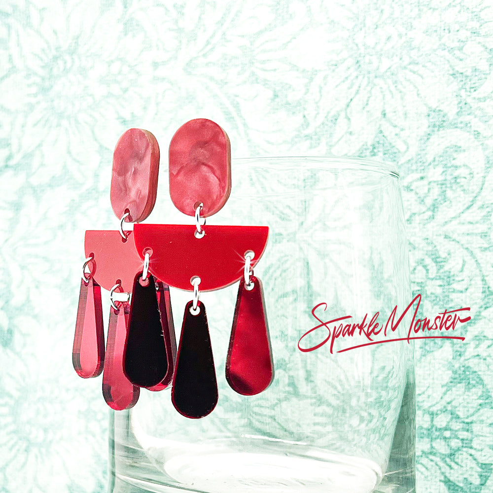 SALE Shades of Red dangle earrings