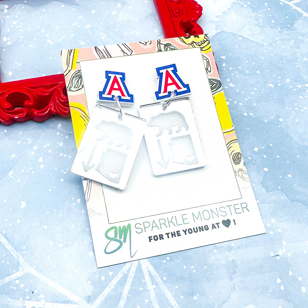Bear Down Arizona dangle earrings