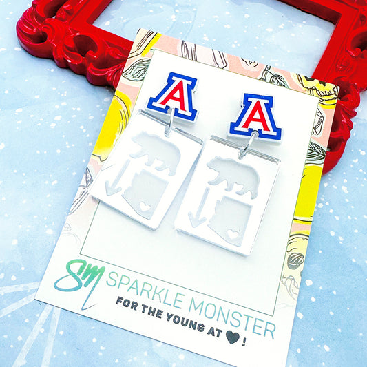 Bear Down Arizona dangle earrings