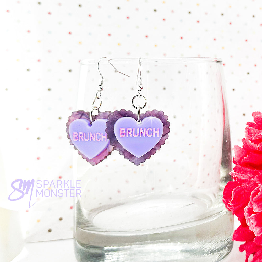 Brunch Love, candy heart earrings