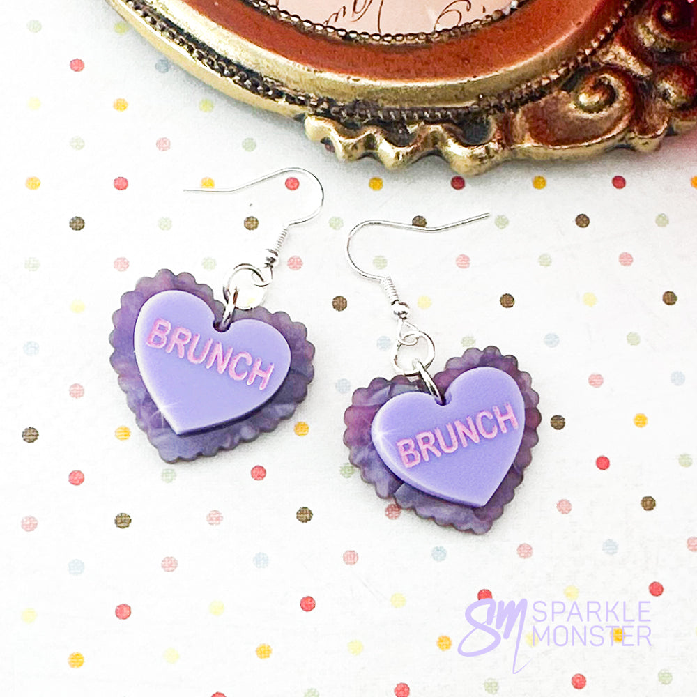 Brunch Love, candy heart earrings