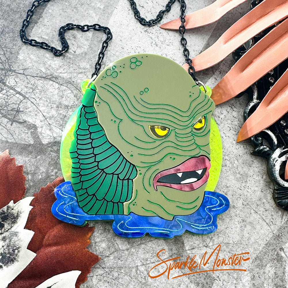 Creature from the Black Lagoon v2.0, laser cut acrylic necklace