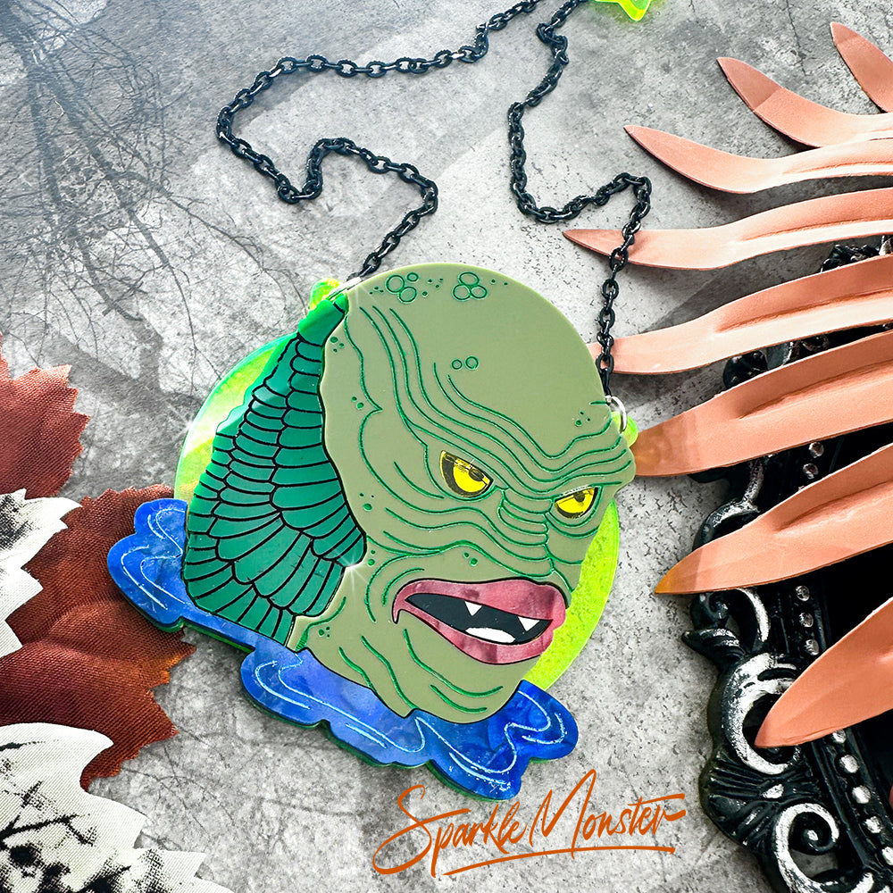 Creature from the Black Lagoon v2.0, laser cut acrylic necklace