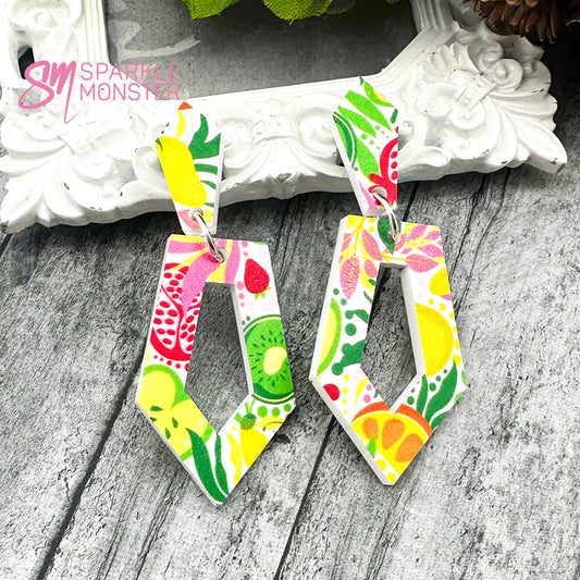 Everyday Art Deco dangle earrings, tutti fruity