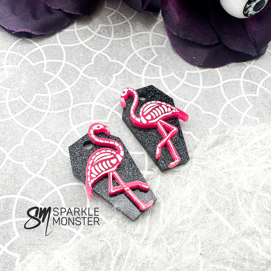 Goth Flamingo charms - specifically for Stainless Steel Hoop Earrings