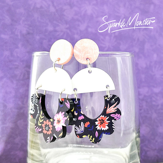 Flora dangle earrings in Skeleton floral