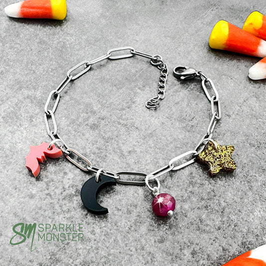 Halloween Charm Bracelet, Stainless Steel
