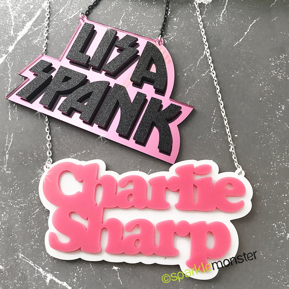 Custom 2 Color Name Necklace, laser cut acrylic, personalized
