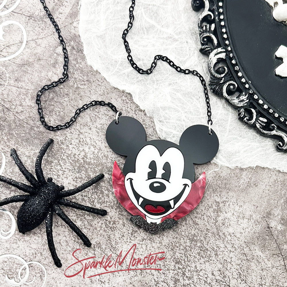 Vampire Mouse, laser cut acrylic necklace