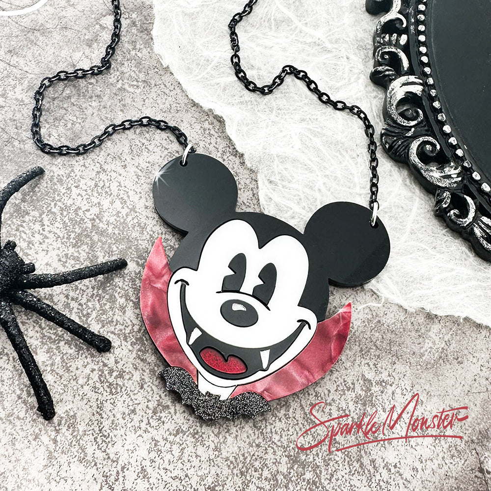 Vampire Mouse, laser cut acrylic necklace