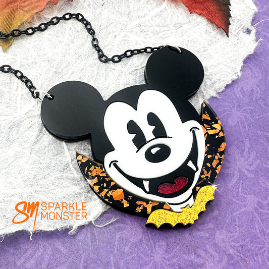 Vampire Mouse necklace, orange colorway