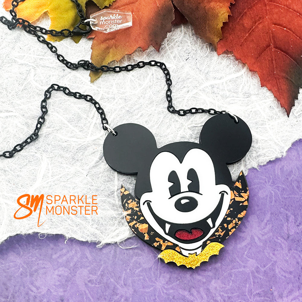 Vampire Mouse necklace, orange colorway