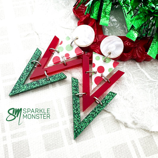 Nagel dangle earrings, Christmas dots
