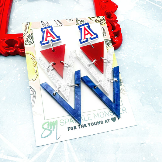Nagel dangle earrings, U of A