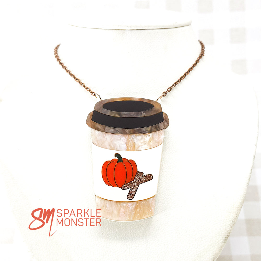 LUCKY LAST Pumpkin Spice Latte statement necklace