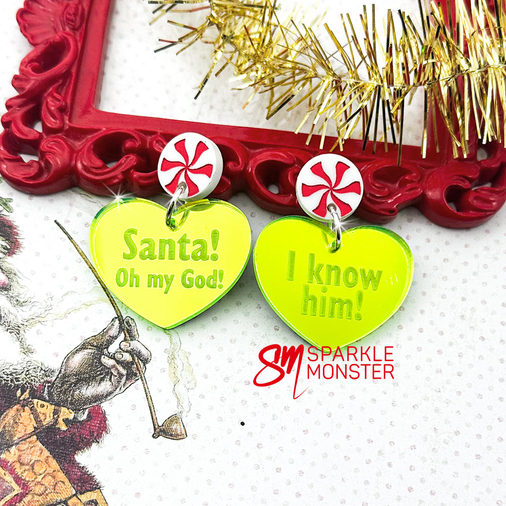 Santa! I Know Him! Heart Earrings
