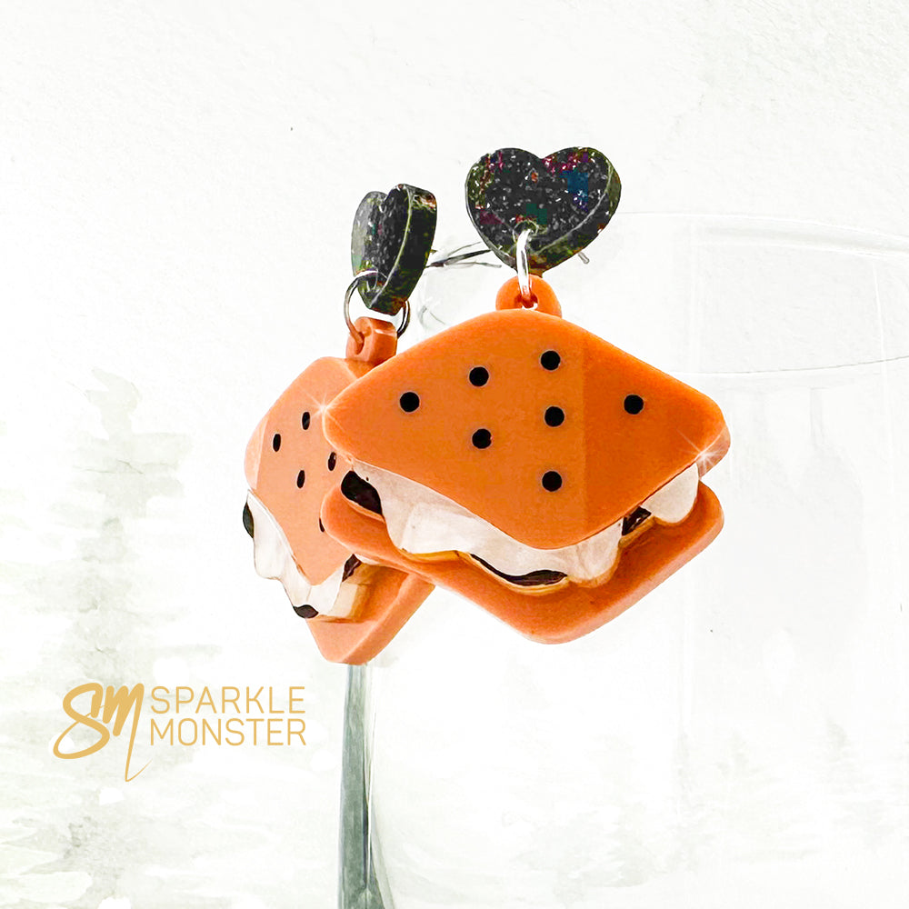 Smores dangle earrings