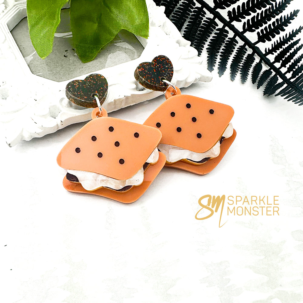 Smores dangle earrings