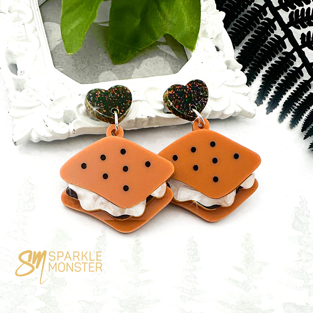 Smores dangle earrings