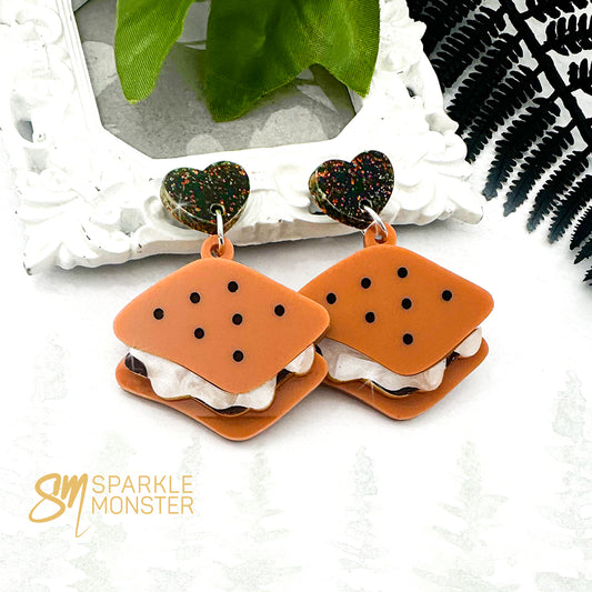 Smores dangle earrings
