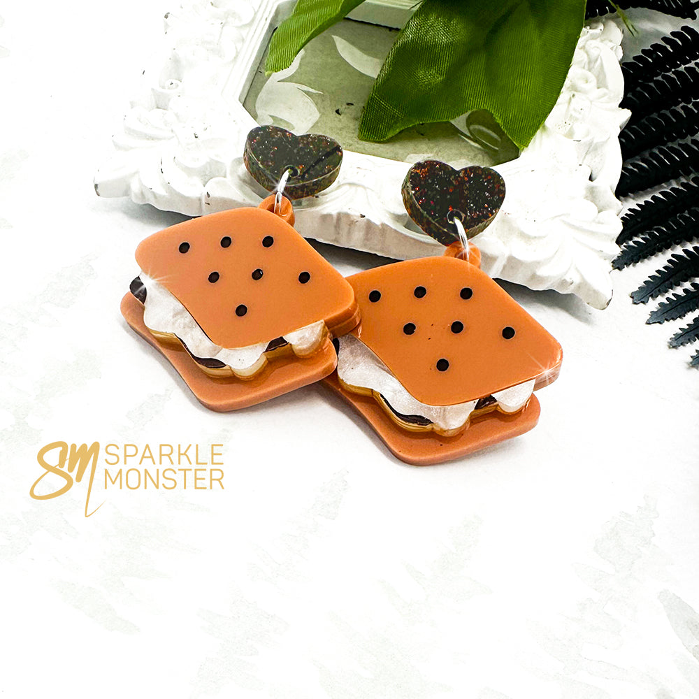 Smores dangle earrings
