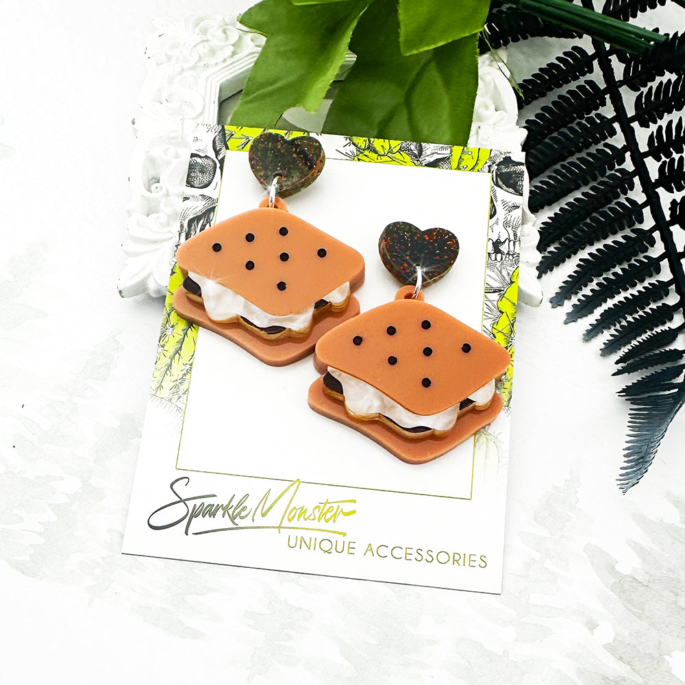 Smores dangle earrings