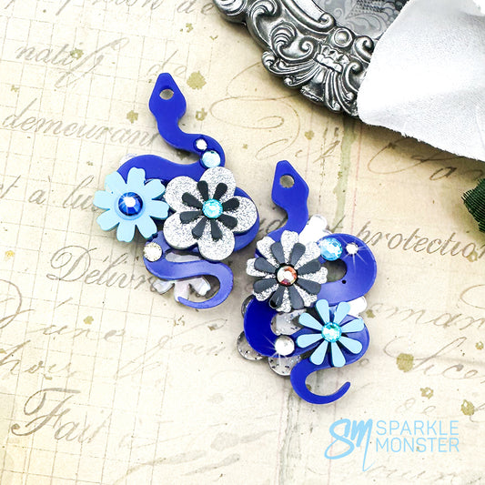 Deluxe Floral Snake charms, Blue Spring - specifically for Sparkle Monster Hoops