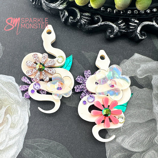 Deluxe Floral Snake charms, Peachy Spring - specifically for Sparkle Monster Hoops