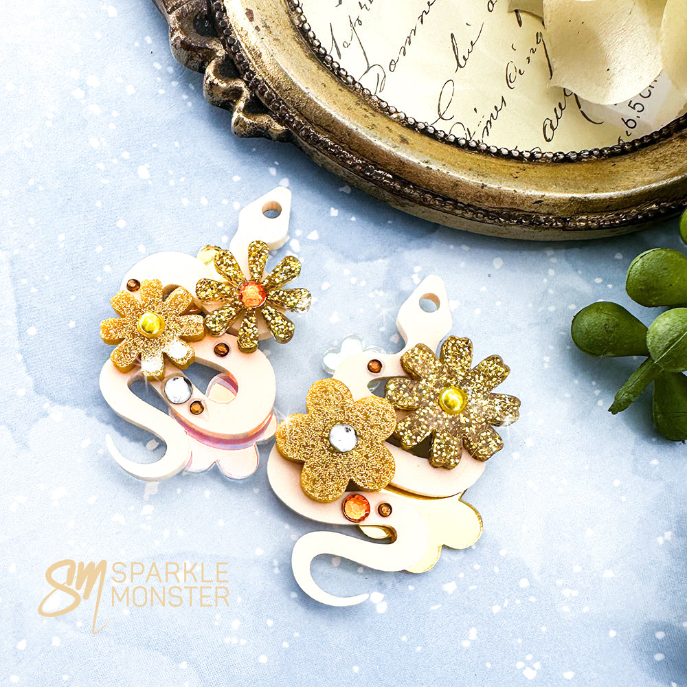 Deluxe Floral Snake charms, Peachy Gold - specifically for Sparkle Monster Hoops