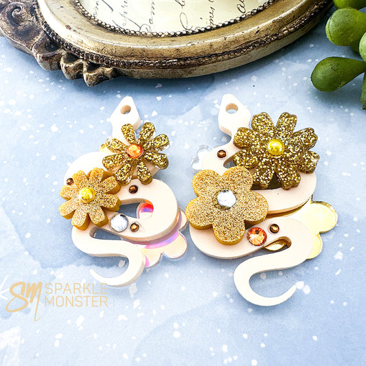 Deluxe Floral Snake charms, Peachy Gold - specifically for Sparkle Monster Hoops