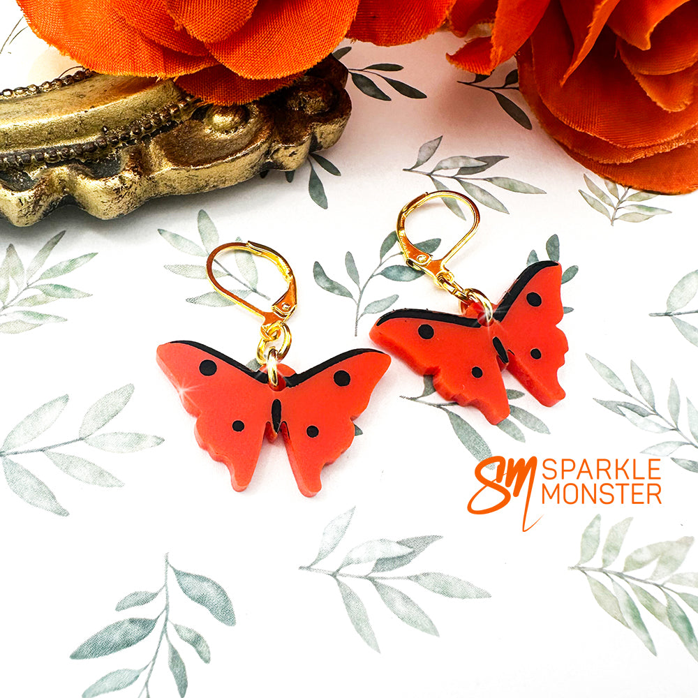 Butterfly dangle earrings, orange