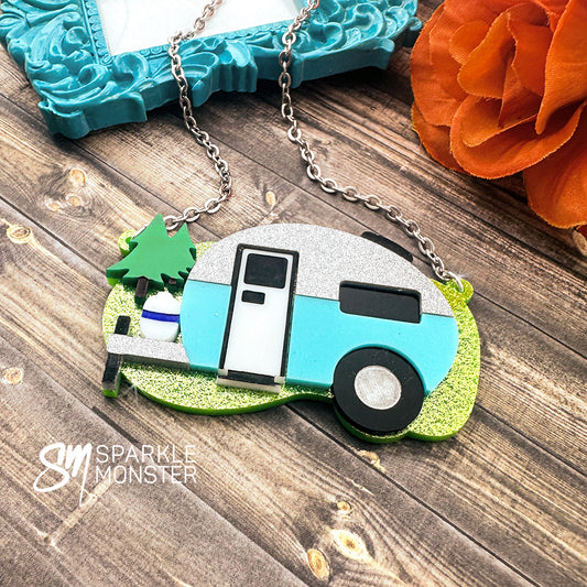 Summer Fun Camping Trailer necklace