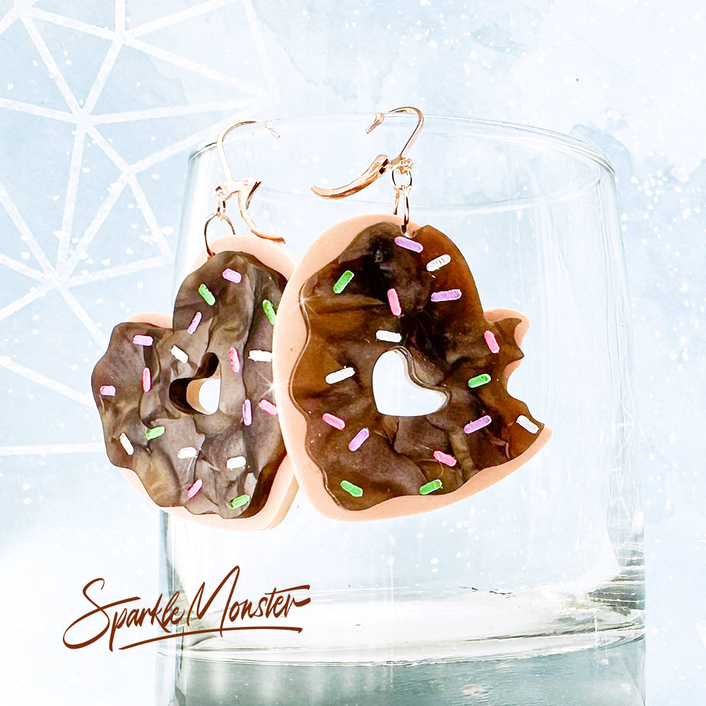 I Love Donuts More Than You, doughnut dangle earrings