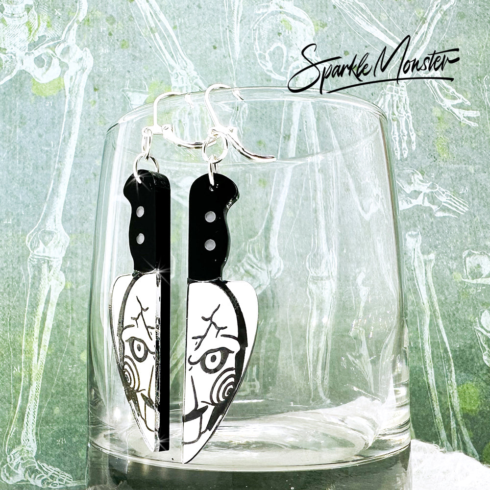 Saw Killer knife earrings, laser cut acrylic