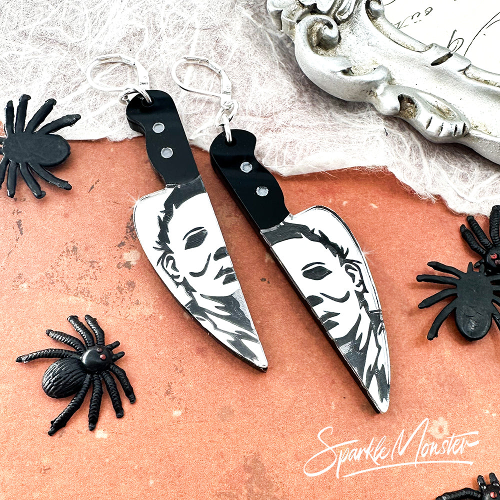 Halloween Killer knife earrings, laser cut acrylic